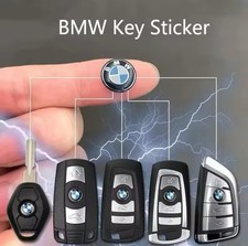2 x BMW BADGE DECAL STICKER 11MM KEY FOB REMOTE ALUMINIUM RESIN REPLACEMENT 