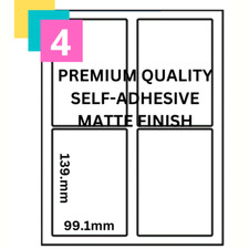 A4 Labels 4 Per Sheet - Self Adhesive Sticky White Stickers Address Labels 