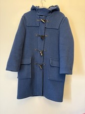 Original Montgomery Duffle Coat Size 36 Blue Wool Overcoat Horn Toggle England