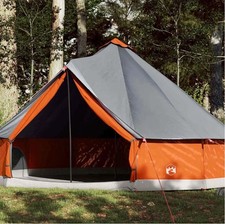 Berkfield HomeFamily Tent Tipi 12-Person Grey and Orange Waterproof