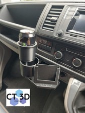 Cup & Phone Holder to fit VW Volkswagen T6 Transporter, Personalised, Can Insert