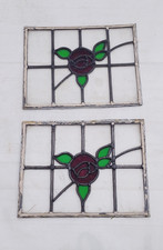 1920’s / 30s Art Deco Stained Glass Window Panels x 2