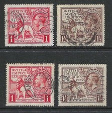GB SG430/433 KGV 1924/25 British Empire Exhibition, 2x Sets of 2, Used, Cat £116