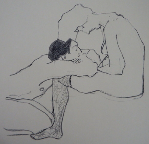 Pencil drawing lovers nudes - pencil,