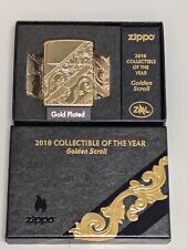 Zippo Golden Scroll 2018 Limited Edition Gold Plated Lighter - Boxed - FREEPOST