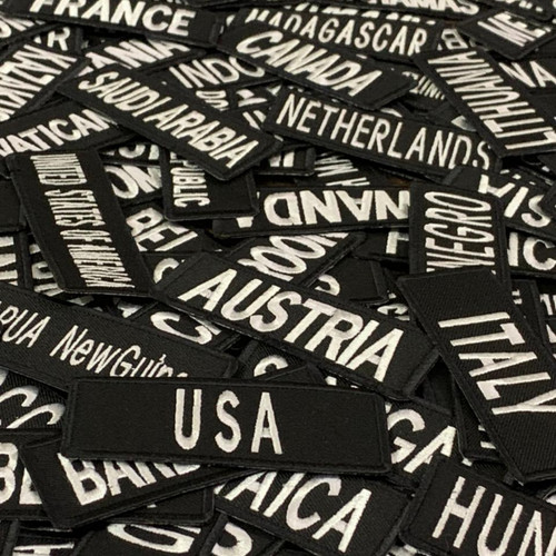 Country name embroidered - country, badge