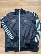 Medium Mens Adidas Chile 62 Track Jacket Top in Black & White Wet Look Originals