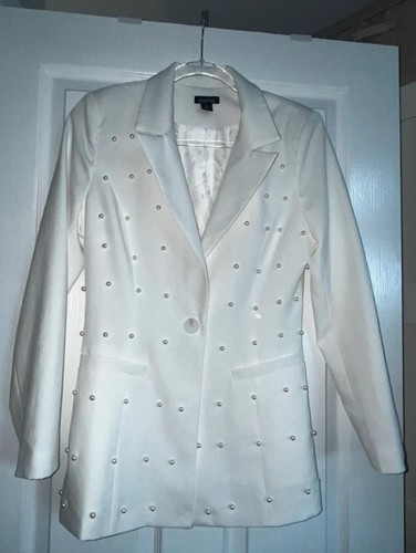 Ladies pearl white blazer - ladies,