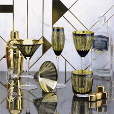 ARTLAND Midnight Peacock Glasses | Set of 2 | Gold & Black | Home Bar Addition