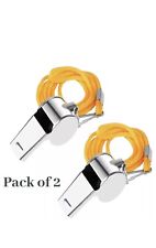 2 X METAL REFEREE WHISTLE WITH KEY RING SPORTS PE SCHOOL FOOTBALL RUGBY OUTDOOR
