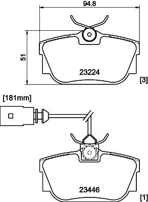 Don rear brake pad - rear, vw