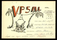 QSL Amateur Radio Jamaica VP5AL G L Stewart 1948 Kingston BWI - E430