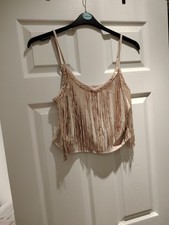 Ladies gold glitter tassel Vest top size 12