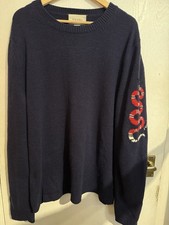 Gucci 100% Wool Made In Italy Snake Embroidered Knit Jumper NavyXXL VGC RRP £800