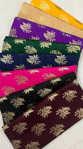 Floral gold jacquard banaras - gold,