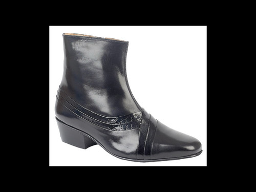 Mens black leather boots - black,