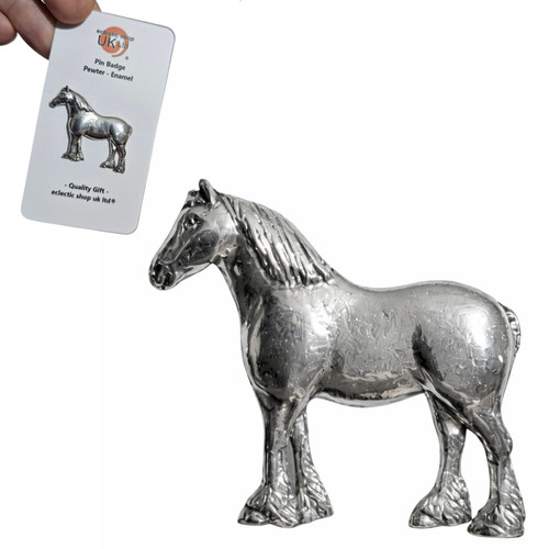 Heavy horse pin badge pewter - heavy,