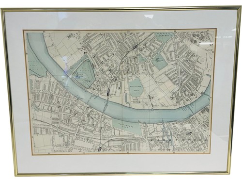 Hand coloured map fulham - hand,