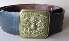 ANTIQUE OLD FRENCH FIREMAN BRASS BELT & BUCKLE / SAPEURS POMPIERS