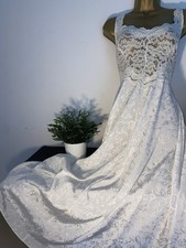 BEAUTIFUL VTG ST MICHAEL SILKY CREAM POLY NEGLIGEE/ NIGHTDRESS SIZE M