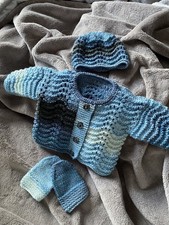 Hand Knitted Newborn/reborn Double knit Pram Set.