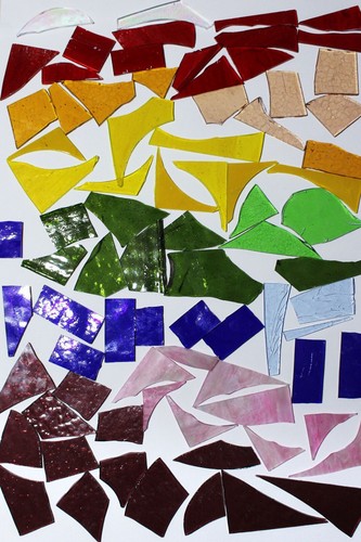 500g stained glass offcuts - stained,
