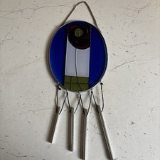 VTG Stained Glass Floral Wind Chime Hanging Charles Rennie Mackintosh Style
