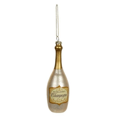 Gold champagne bottle - bottle, glass