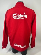 Rare Liverpool FC Training Jacket Reebok Carlsberg 2003 Medium Red Preloved