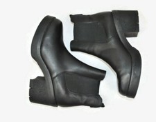 Catwalk Black Faux Leather Chelsea Boots Size 38 Chunky Platform Ankle Booties
