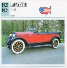 1921-1924 LAFAYETTE 134-V8 Classic Car Photograph / Information Maxi Card