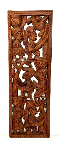 African carved wood plaque - wood,
