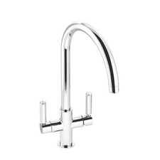 Kitchen Filter Tap Monobloc Mixer Chrome Double Lever Brass 1/4 Turn Faucet