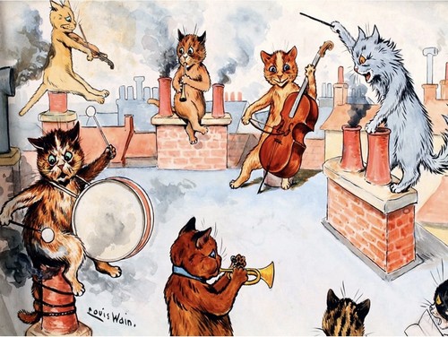 Cat orchestra accent tile - cat,