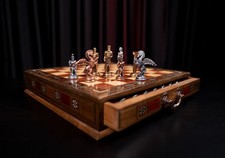 Antique Chess Set with Storage