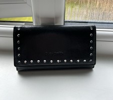 Vintage Suzy Smith Black Leather Purse with Diamonties Made In England VGC .