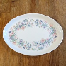 Wedgwood Angela Oval Lipped/Fluted Dish/Plate 24cms X 17cms Bone China