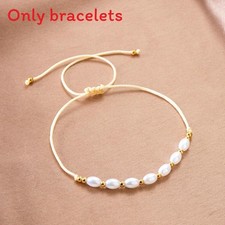 Artificial Pearl Beaded Bracelet With Geometric Oval Design For Womens Fashion
