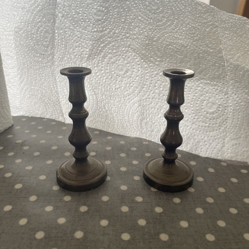 Pair brass candlesticks - brass,