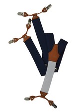 Suspenders/Braces with Formal 6 Silver Clip Y Design, White Rear and Tan Leather