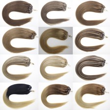 14"-24" 1g 7A* Double Drawn Indian Remy Loop Micro Ring Human Hair Extensions UK