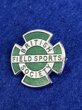 Vintage British Field Sports Society (BFSS) Silver Tone & Green Enamel Pin Badge