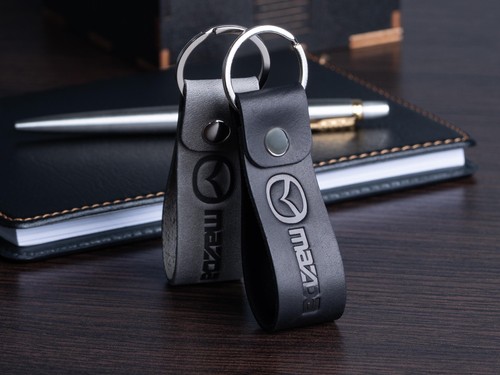 Mazda leather keychain - mazda,