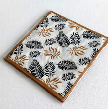 10 NAPKINS GOLD / BLACK FERNS on WHITE BKGD DINING  PARTY ALL OCCASIONS