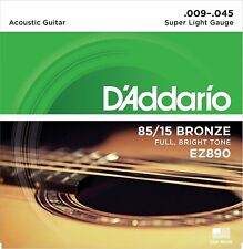 D'Addario EZ890 85/15 Bronze Acoustic Guitar Strings, Super Light, 09-45