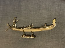Vintage Venetian Brass Gondola Gondolier Figurine