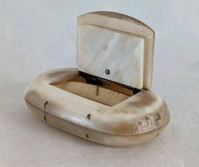 Antique Horn Snuff Box with Hinged Lid       