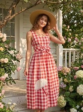 Vintage 70s Red Gingham Maxi