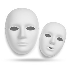 Plain White Facemask Paper Mache Paintable Halloween Masquerade Mask Adult/Kids