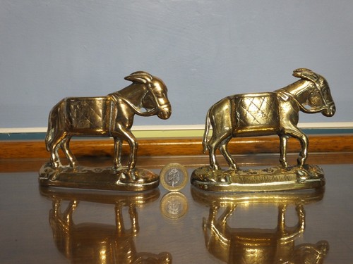 Two brass donkeys ornament - donkeys,